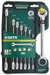 Profesionāls atslēgu komplekts SATA 08007A 8-19mm ar tirkšķa mehānismu